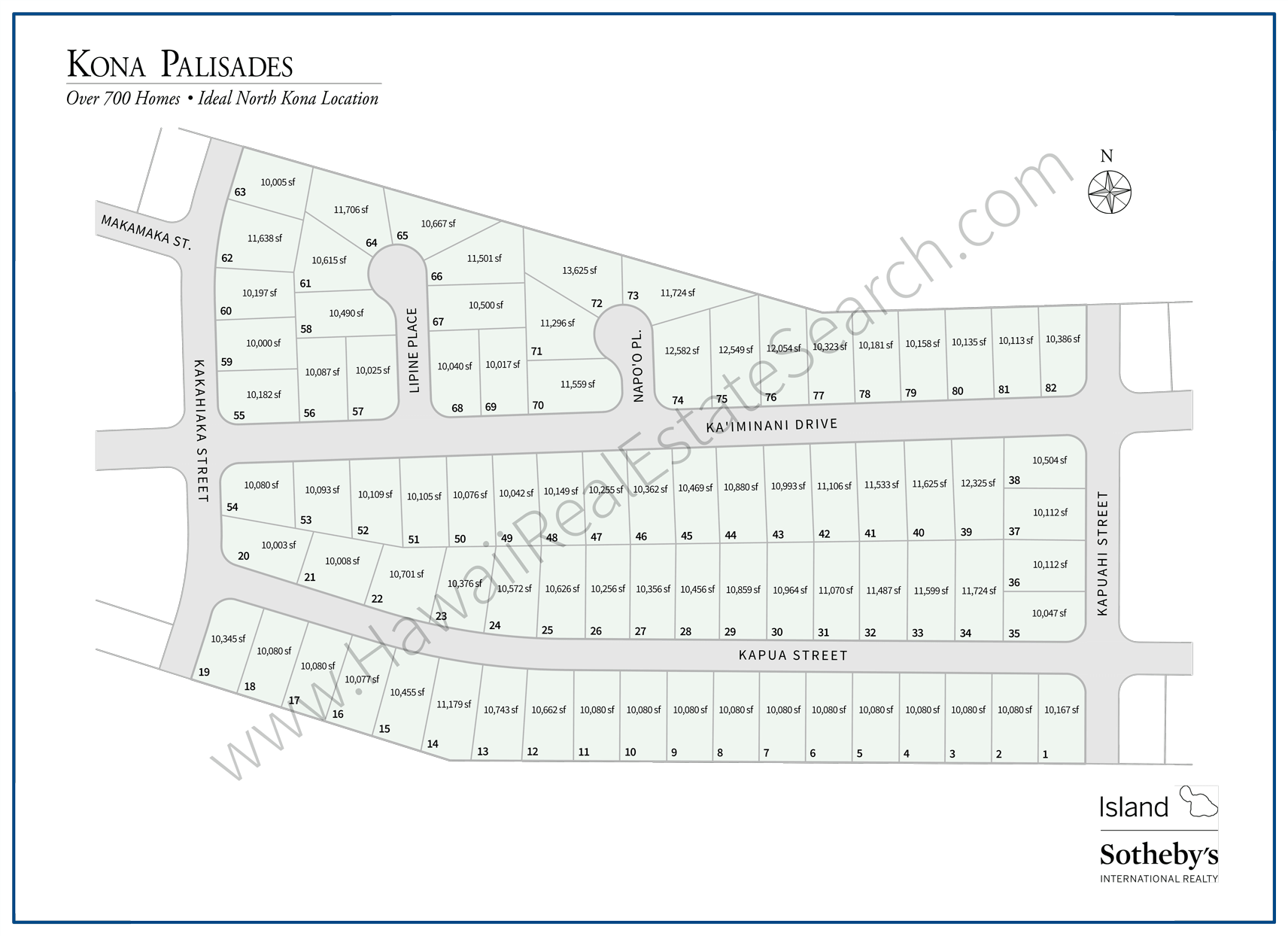 Map of Kona Palisades Subdivision